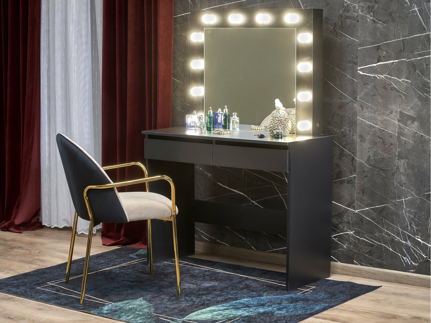 Sminkebord Houston 1556 (Sort)