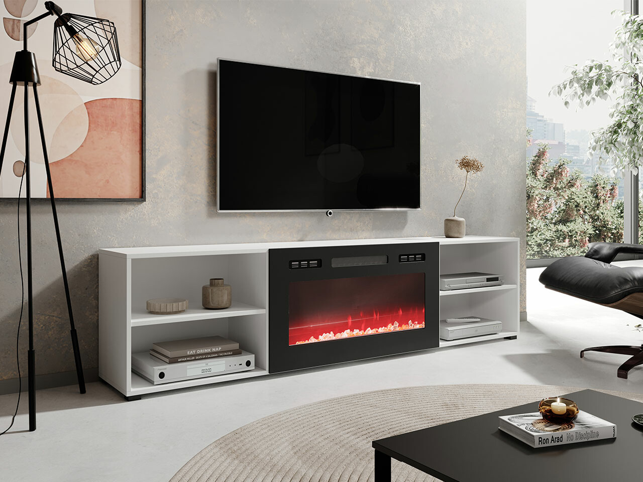 TV-bord Charlotte 191 (Hvid + Sort)