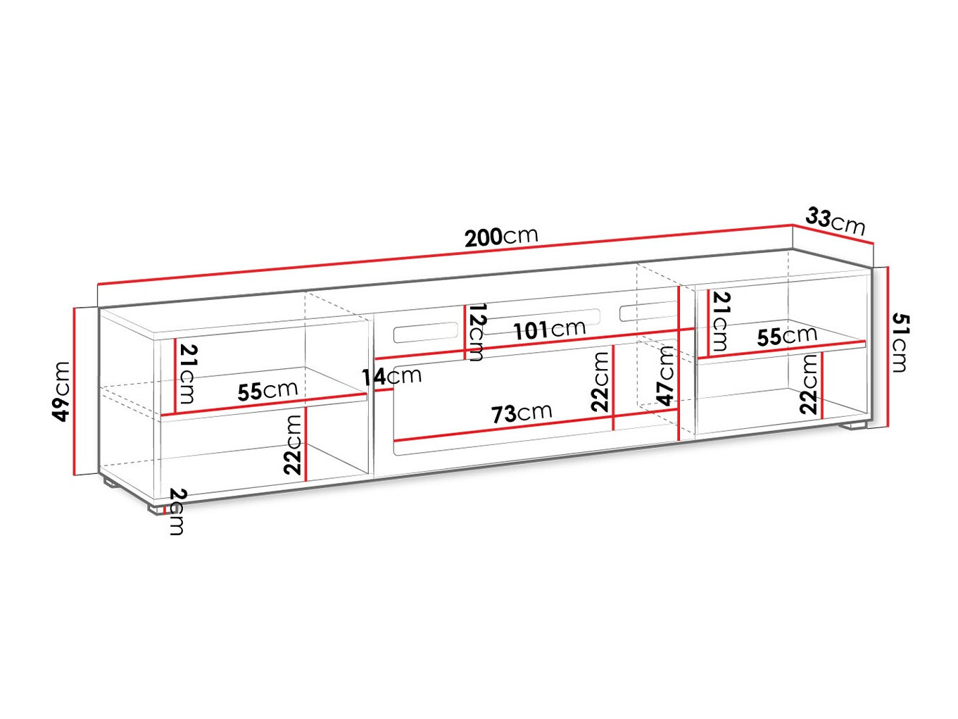 TV-bord Charlotte 191 (Hvid + Sort)