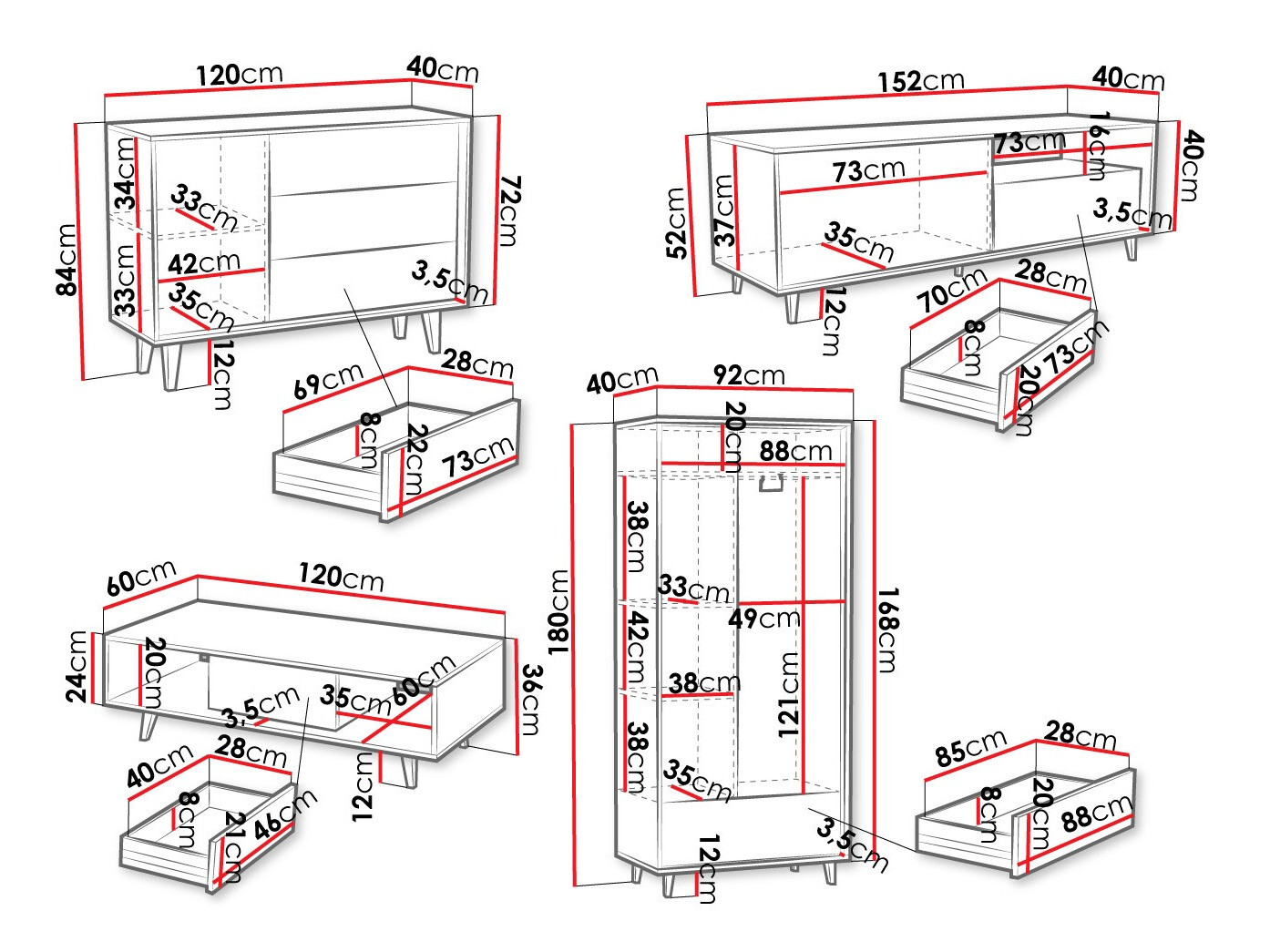 Stuemøbelsæt Comfivo Romtori 108