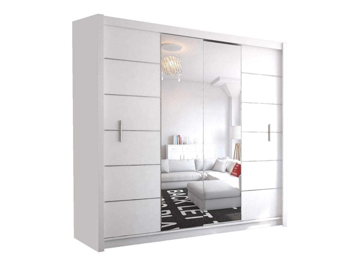 Garderobeskab Honolulu 193 (Hvid + spejl)