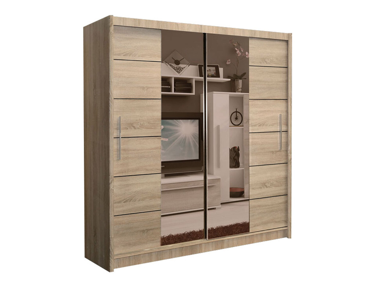 Garderobeskab Honolulu 193 (Sonoma eg + tonet spejl)