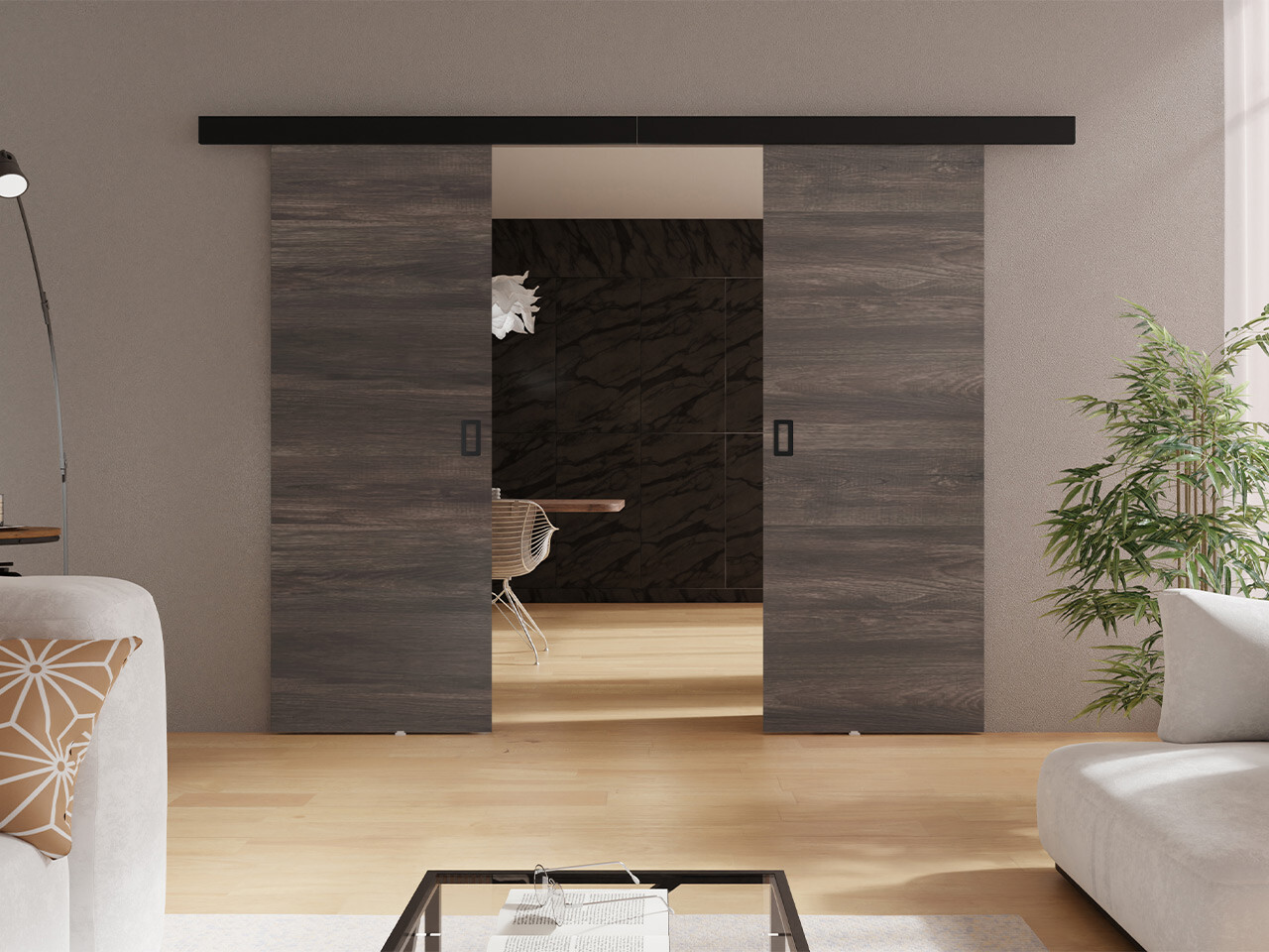 Skydedør Dover 200 (Mørk aske)