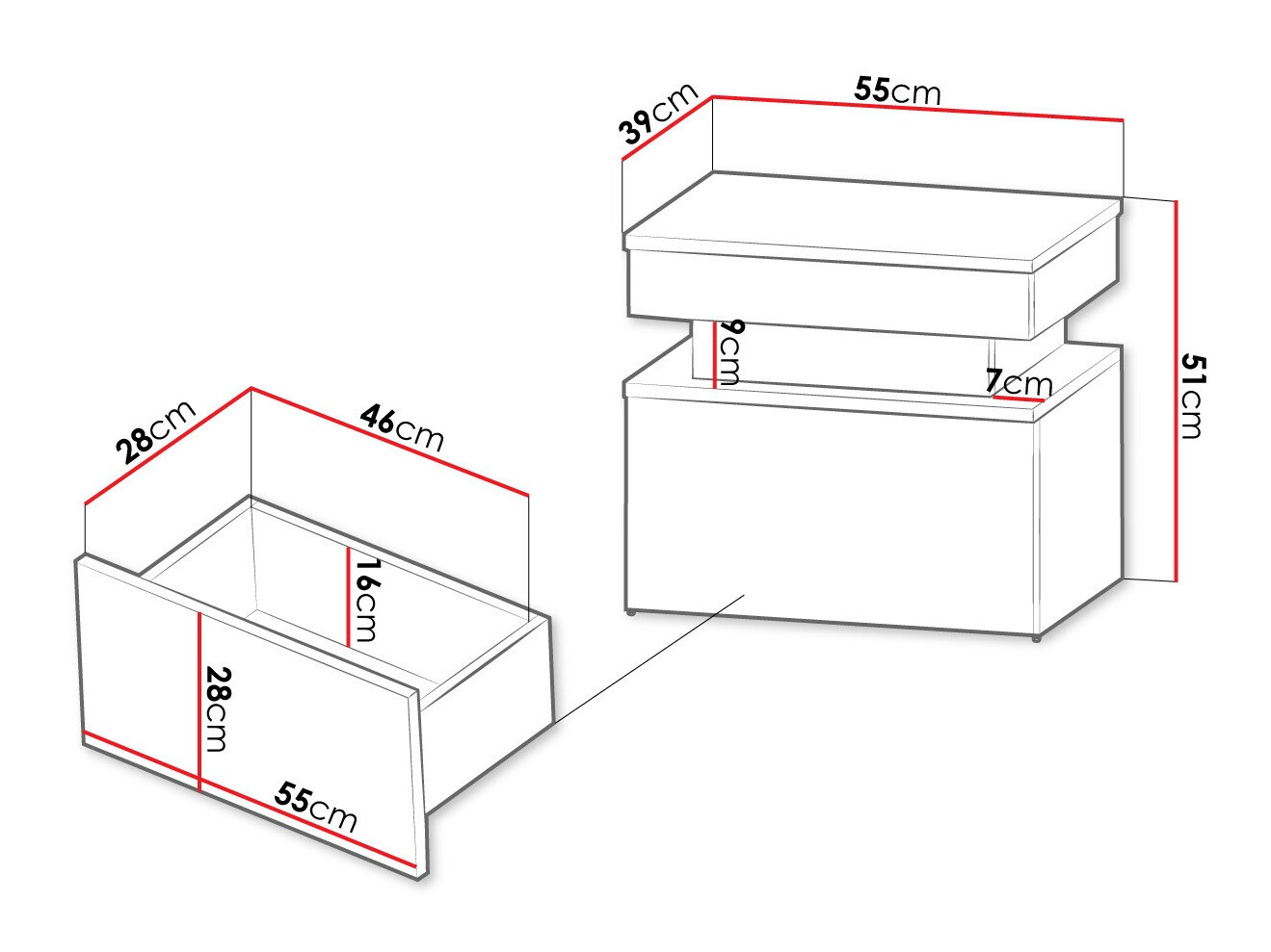 Sengebord Monfero (Sort + Blank sort)