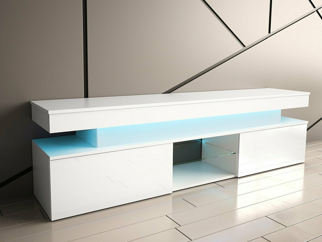TV-bord Monfero (Hvid + Glansfuld hvid)