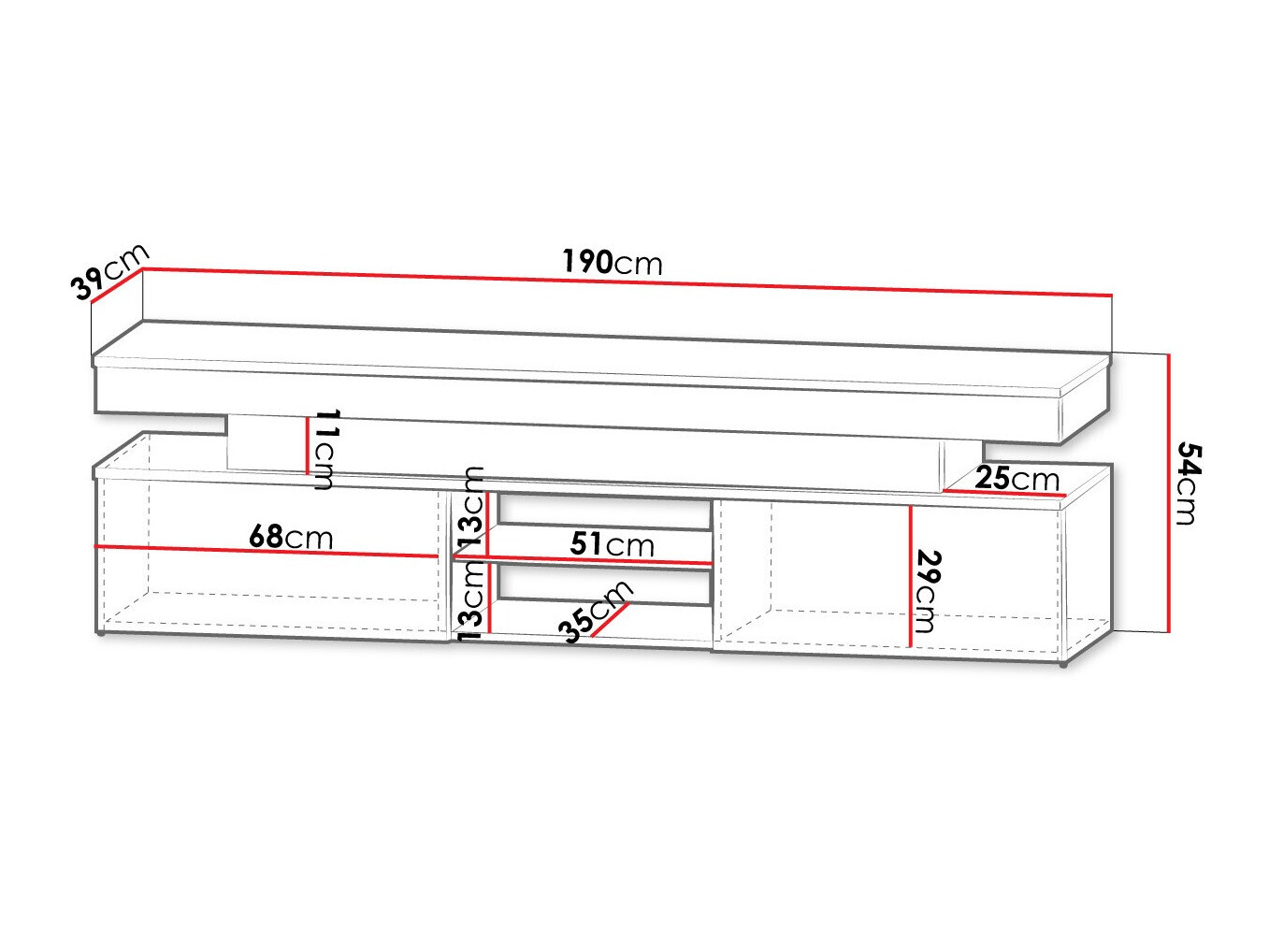 TV-bord Monfero (Sort + Blank sort)