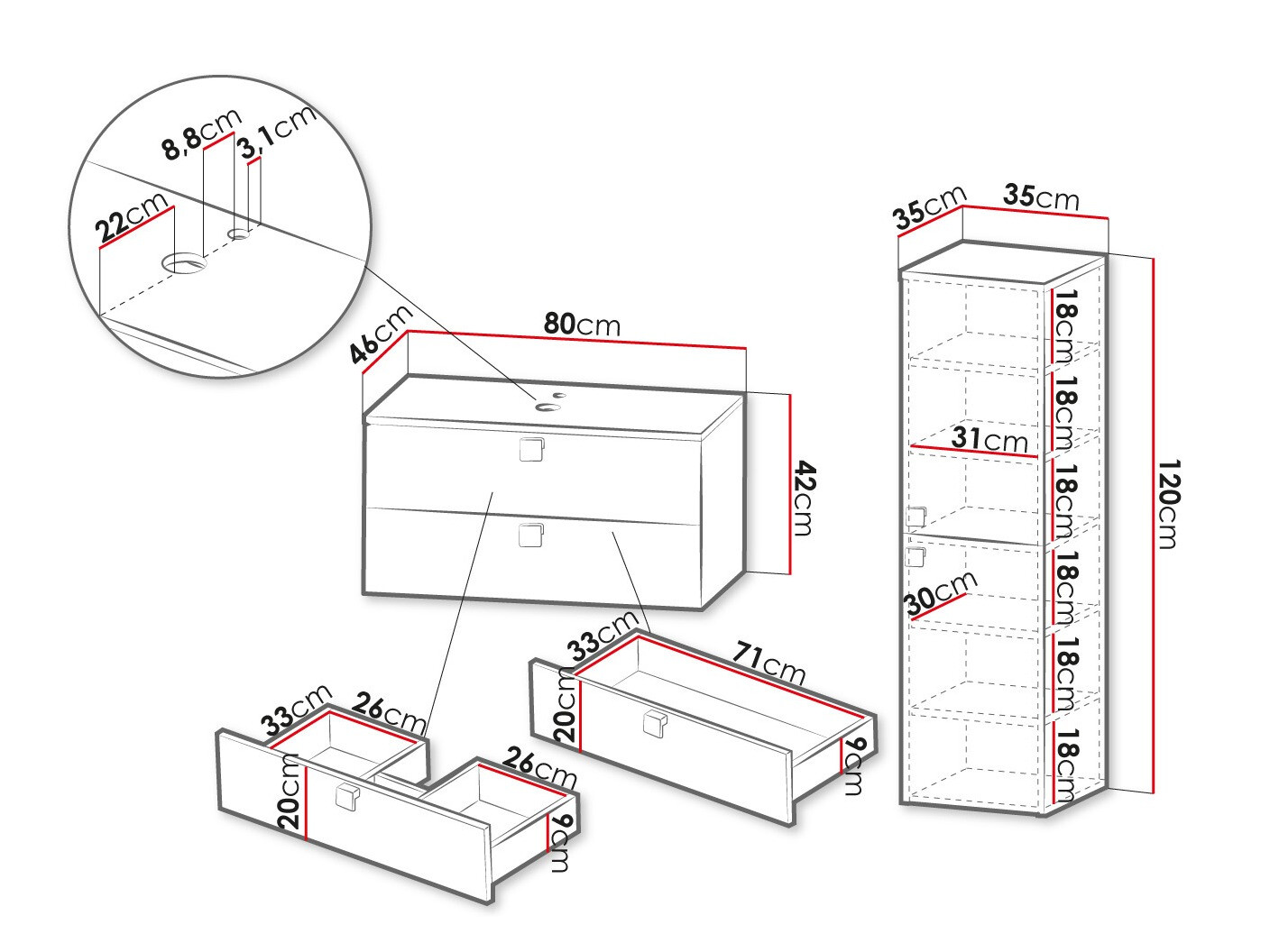 Badeværelsessæt Orlvera 103 (Hvid)