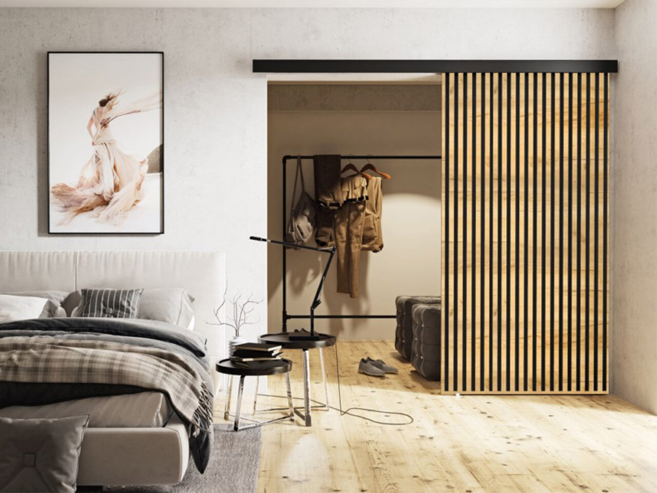 Skydedør Dover 204 (Craft gylden eg + Sort)