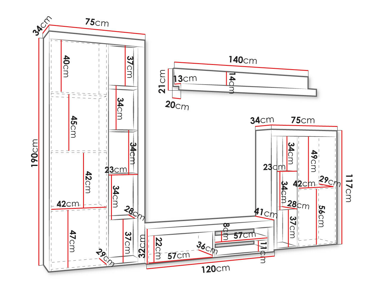 Stuemøbelsæt Tucson 103 (Hvid)
