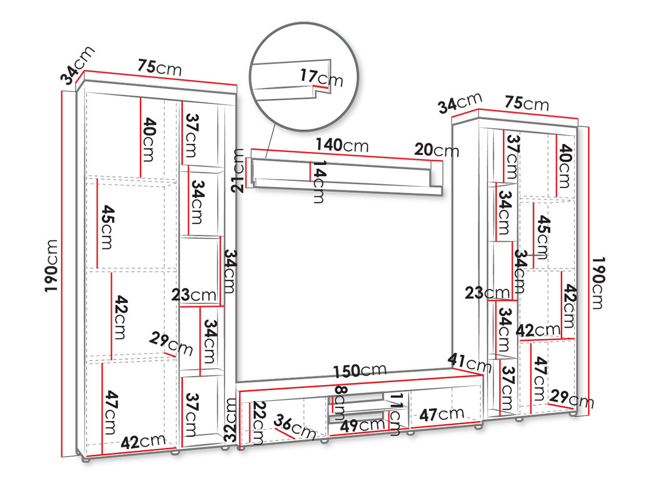 Stuemøbelsæt Tucson 107 (Hvid)