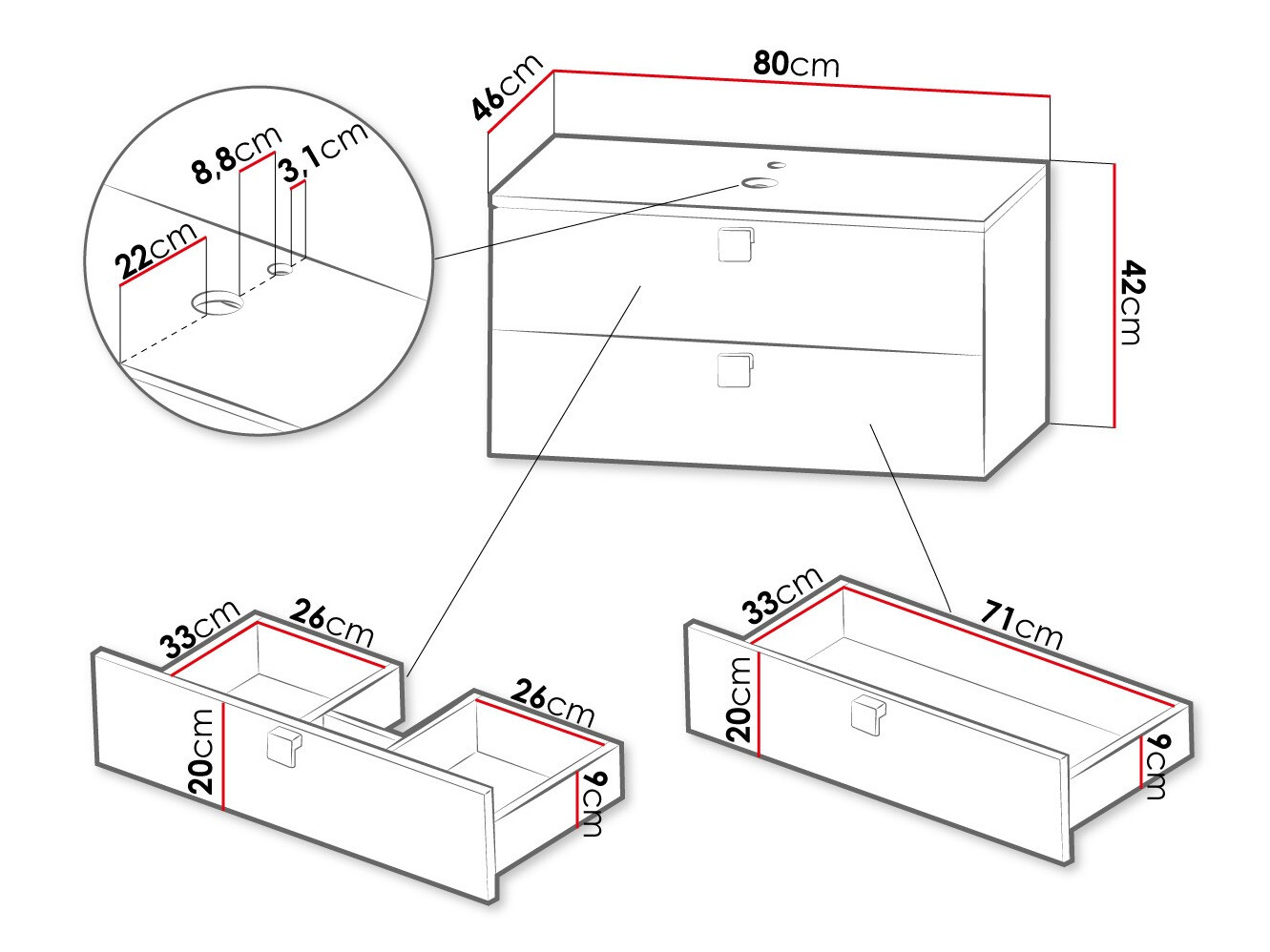 Vægbadeværelsesskab til håndvask Panium (Hvid)