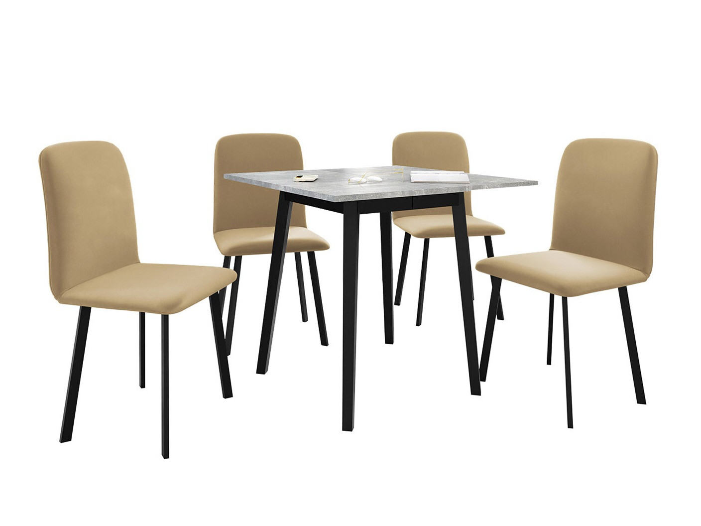 Spisestuesæt Edmond 116 (Grå marmor + Sort)