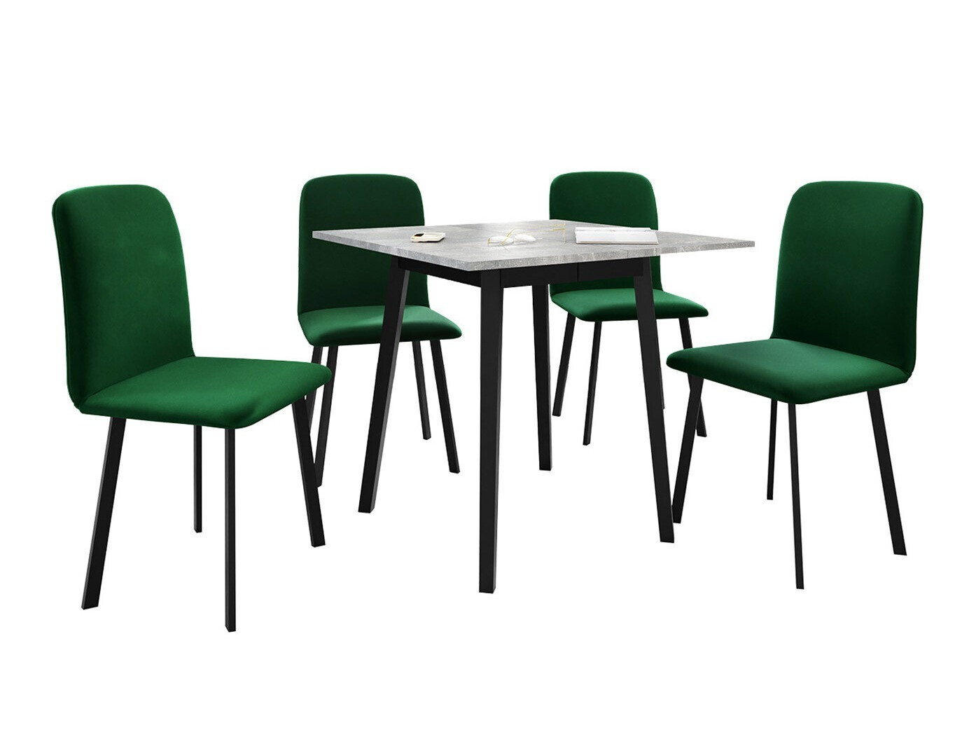 Spisestuesæt Edmond 116 (Grå marmor + Sort)