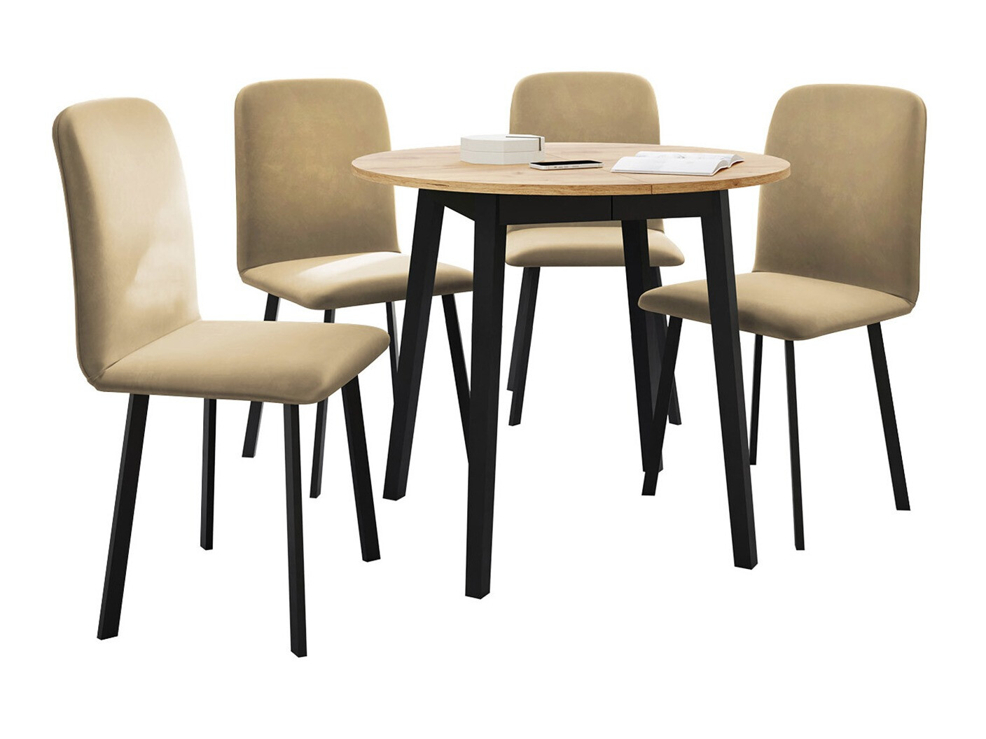 Spisestuesæt Edmond 119 (Craft gylden eg + Sort)