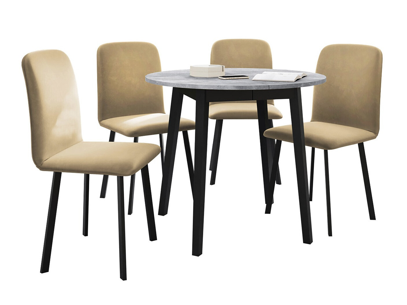Spisestuesæt Edmond 119 (Grå marmor + Sort)