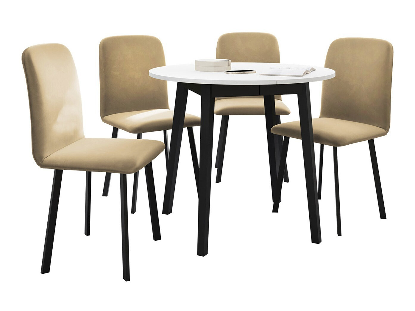 Spisestuesæt Edmond 119 (Hvid + Sort)