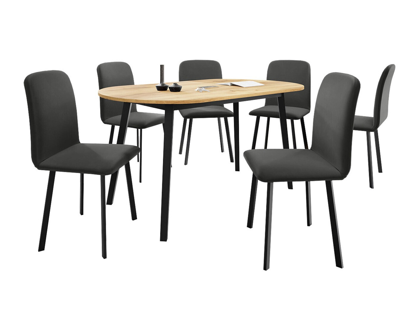 Spisestuesæt Edmond 121 (Craft gylden eg + Sort)