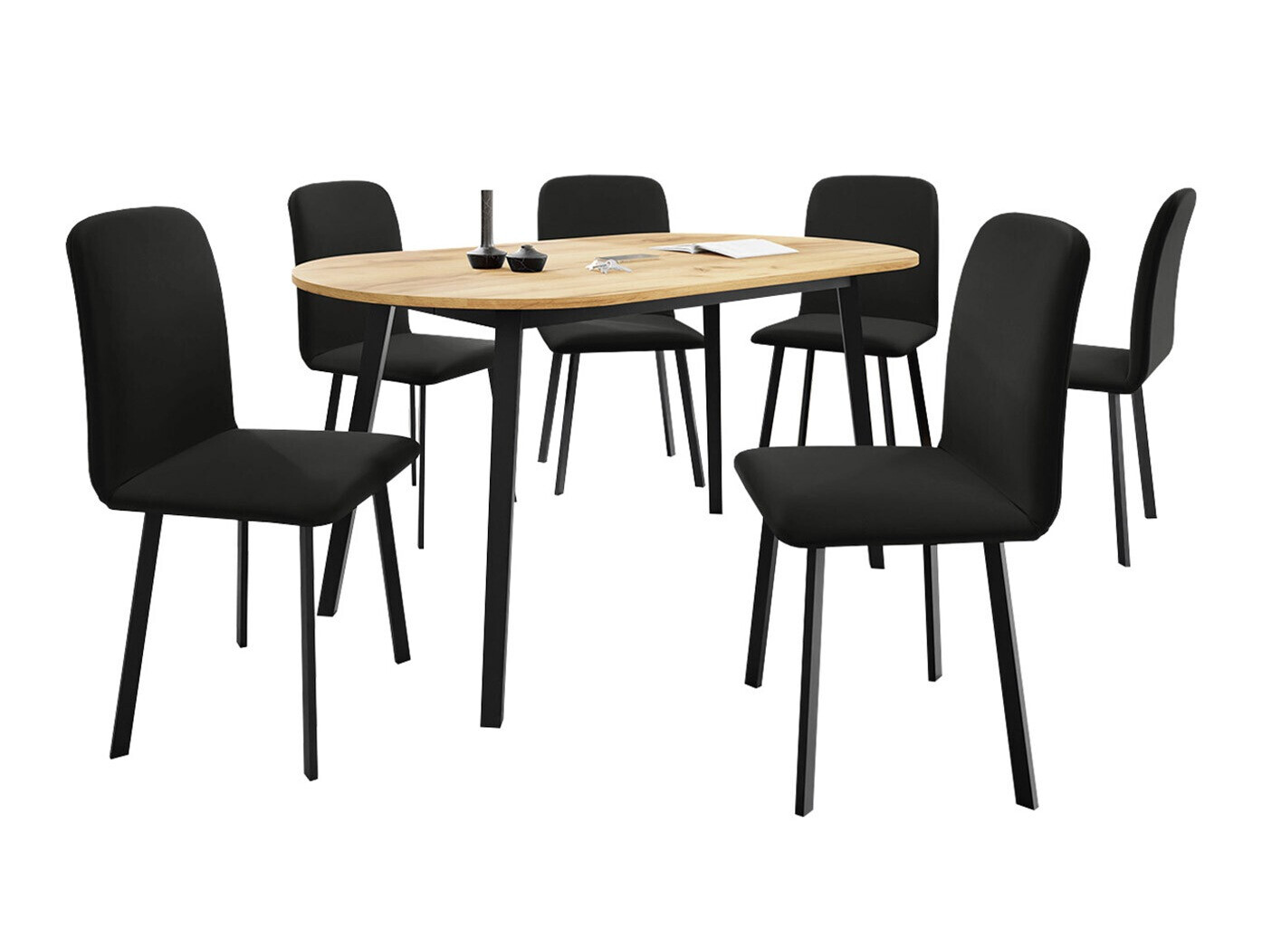 Spisestuesæt Edmond 121 (Craft gylden eg + Sort)