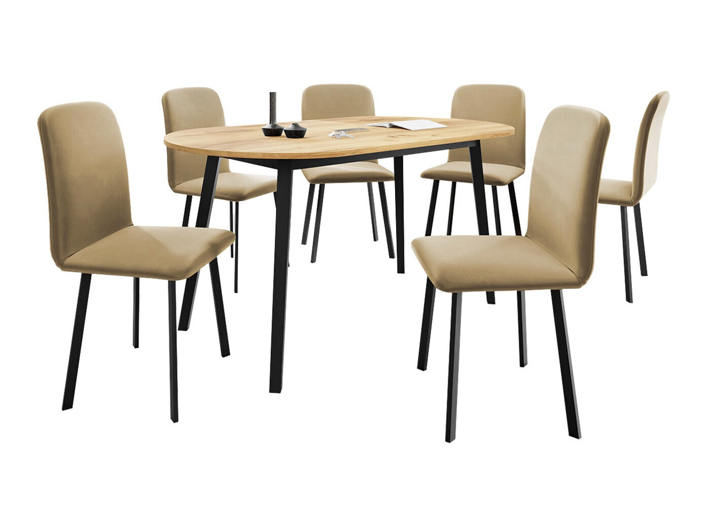 Spisestuesæt Edmond 121 (Craft gylden eg + Sort)