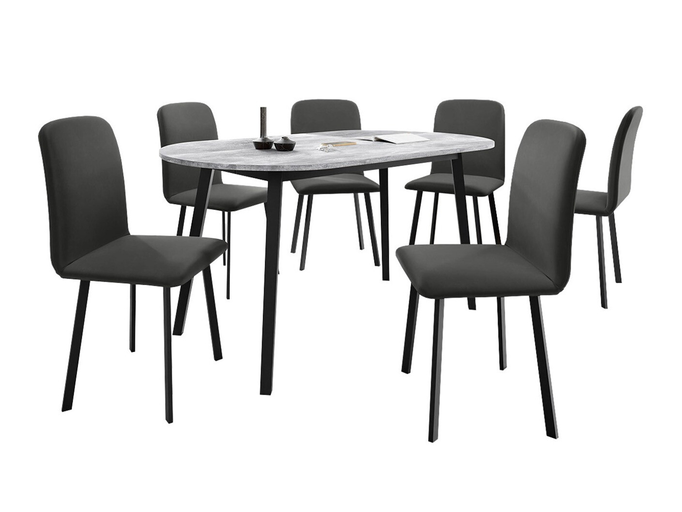 Spisestuesæt Edmond 121 (Grå marmor + Sort)