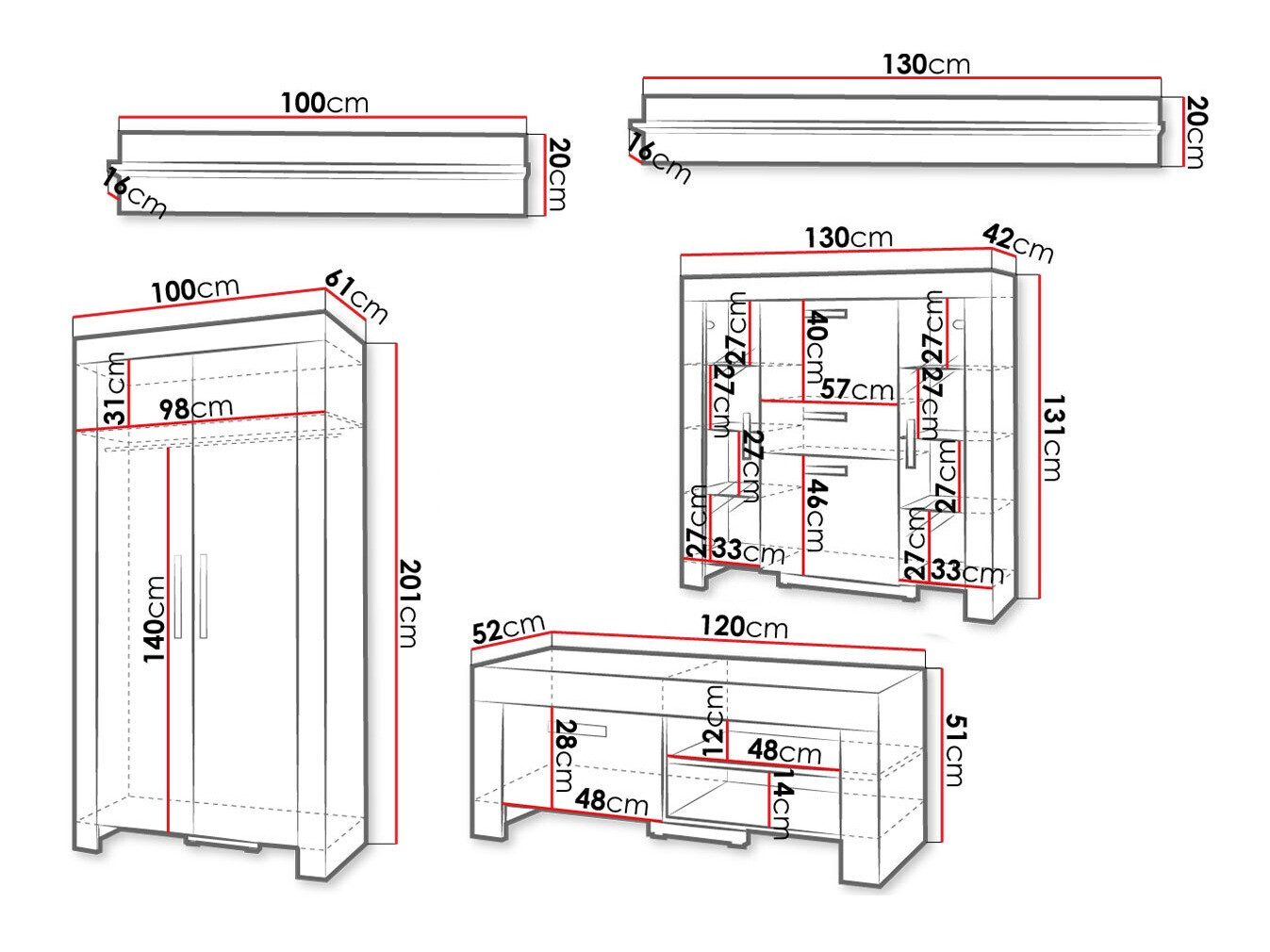 Stuemøbelsæt Melfeli 127 (Sonoma eg)