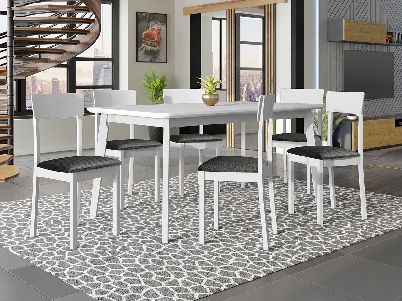 Spisestuesæt Victorville 350 (Hvid)