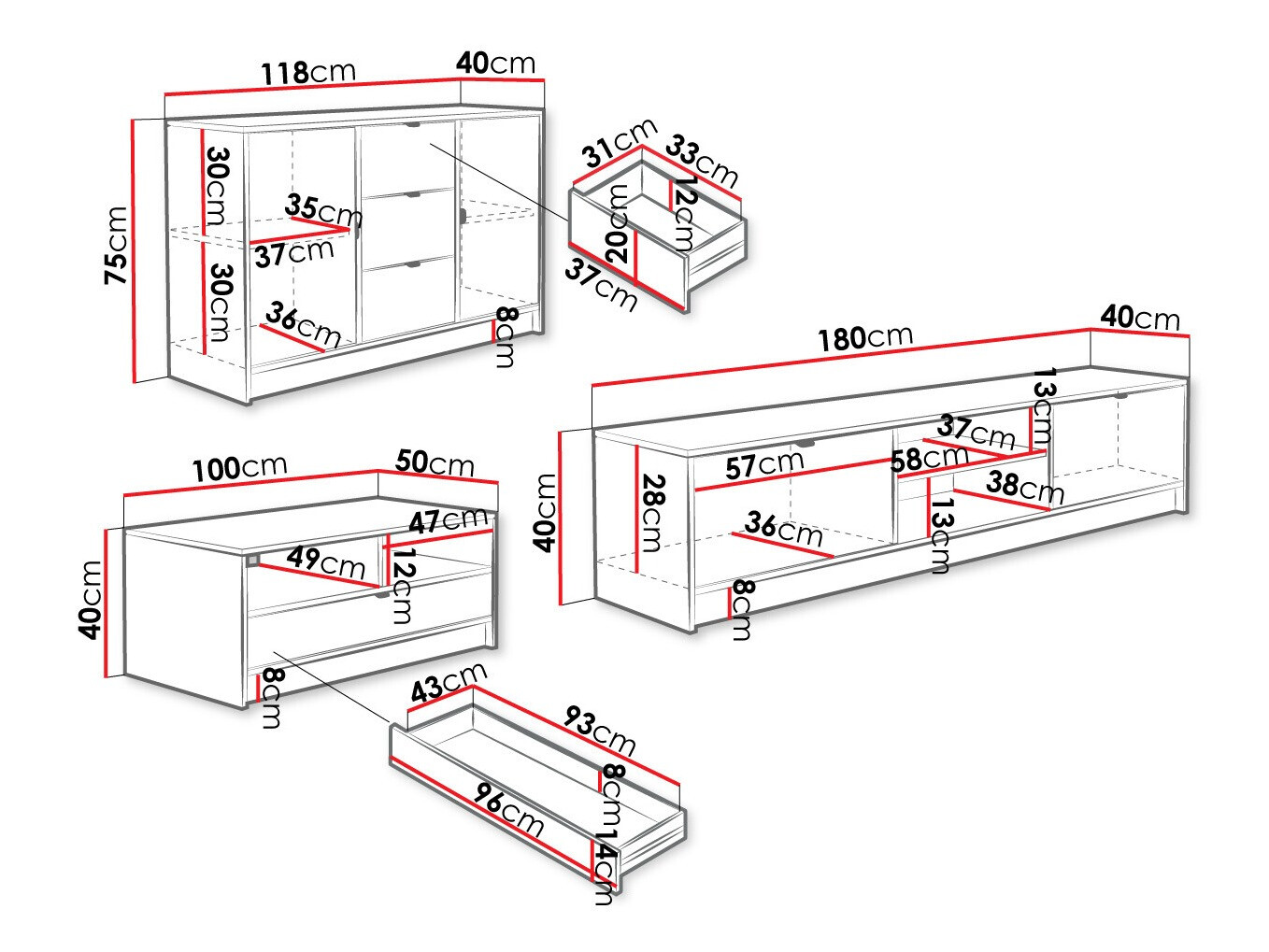 Stuemøbelsæt Comfivo Larmire 107 (Hvid)
