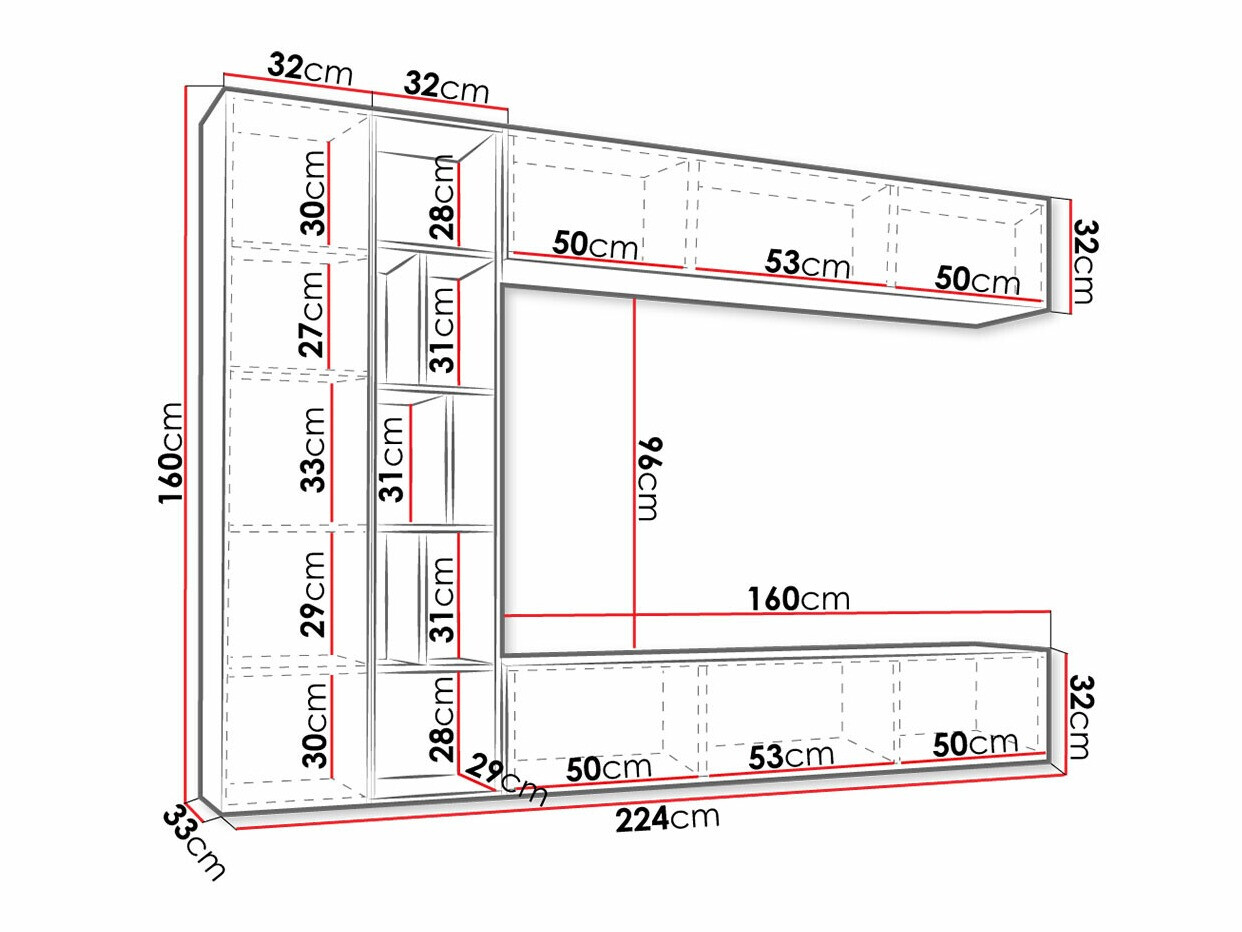 Stuemøblersæt Comfivo 260 (Hvid + Grafit)