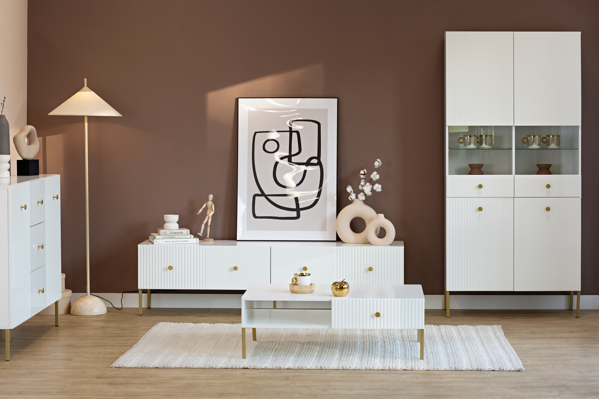 Reol Etliva 108 (Hvid + Gylden)