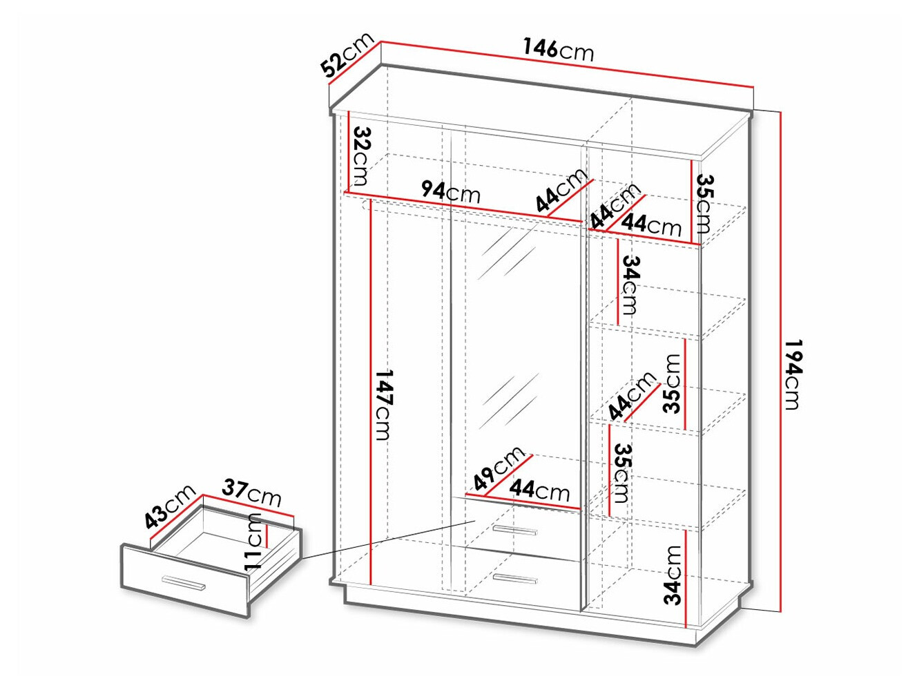 Garderobeskab Tenodeu 120