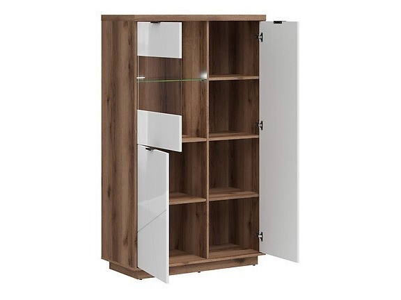 Stuemøbelsæt Fivale 110 (Mørk Delano eg + Glansfuld hvid)