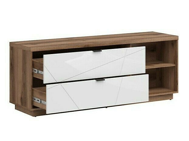 Stuemøbelsæt Fivale 110 (Mørk Delano eg + Glansfuld hvid)