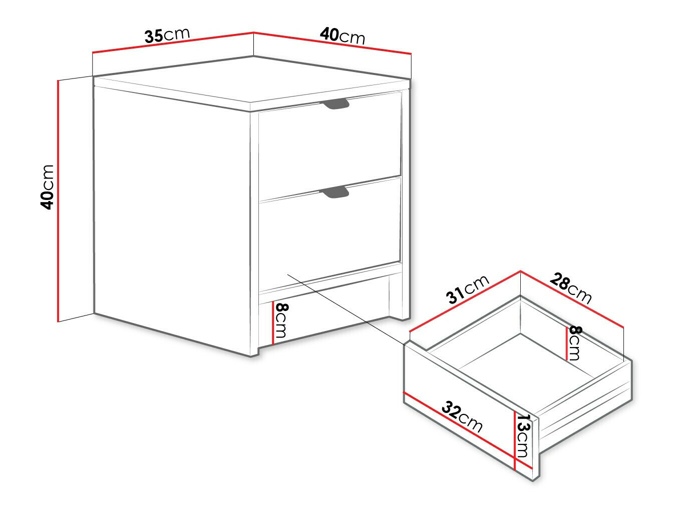Sengebord Comfivo Papilio (Hvid)
