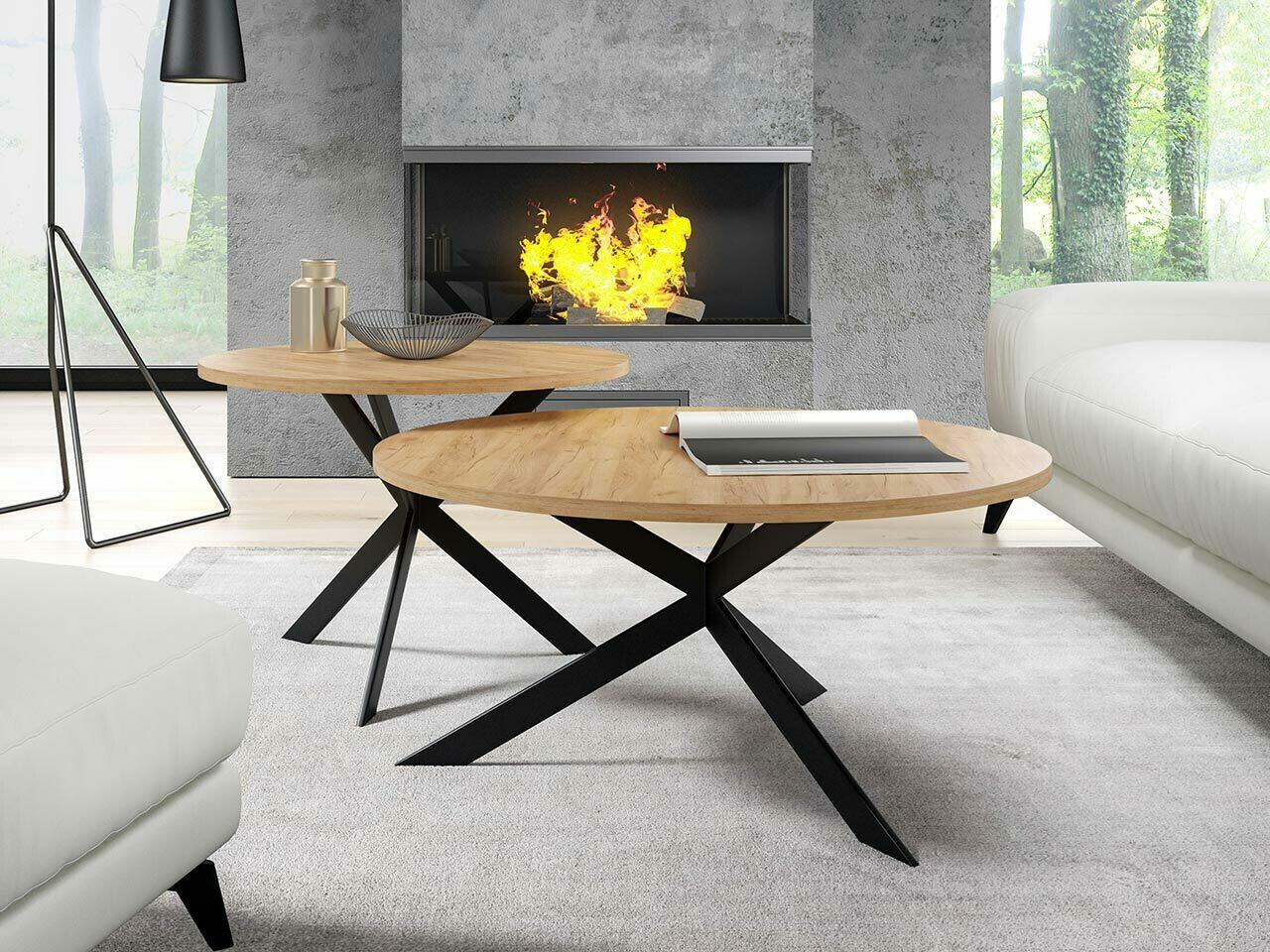 Sofabordssæt Oswego 108 (Craft gylden eg + Sort)