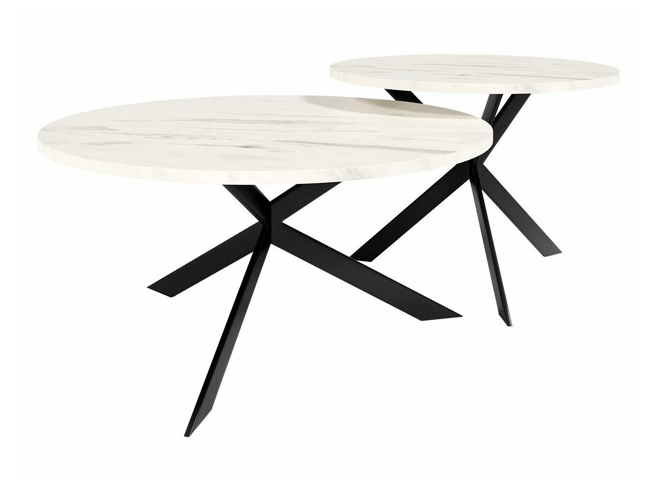 Sofabordssæt Oswego 108 (Hvid marmor + Sort)