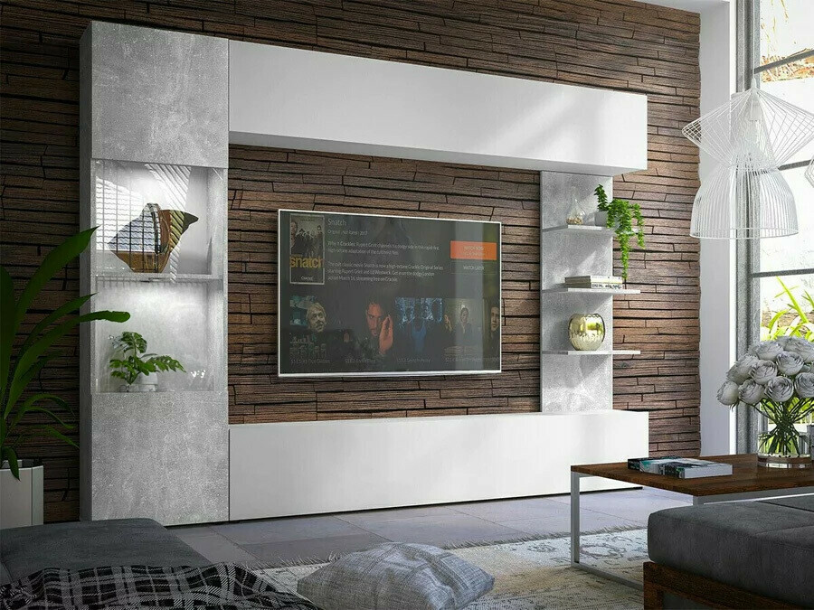 Stuemøbelsæt Comfivo 210 (Hvid + Beton)