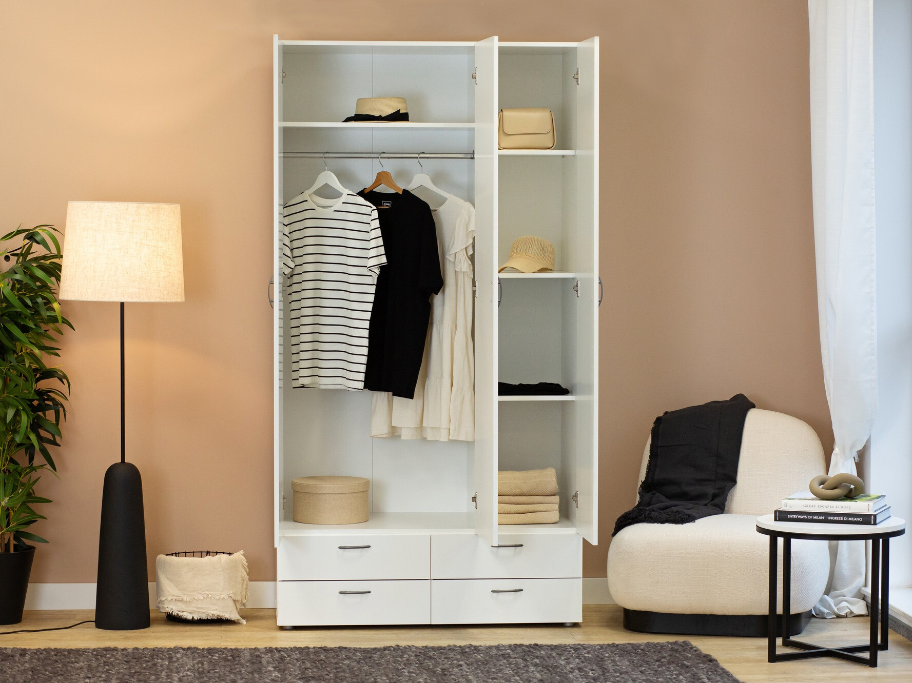 Garderobeskab Bristol 188 (Hvid)