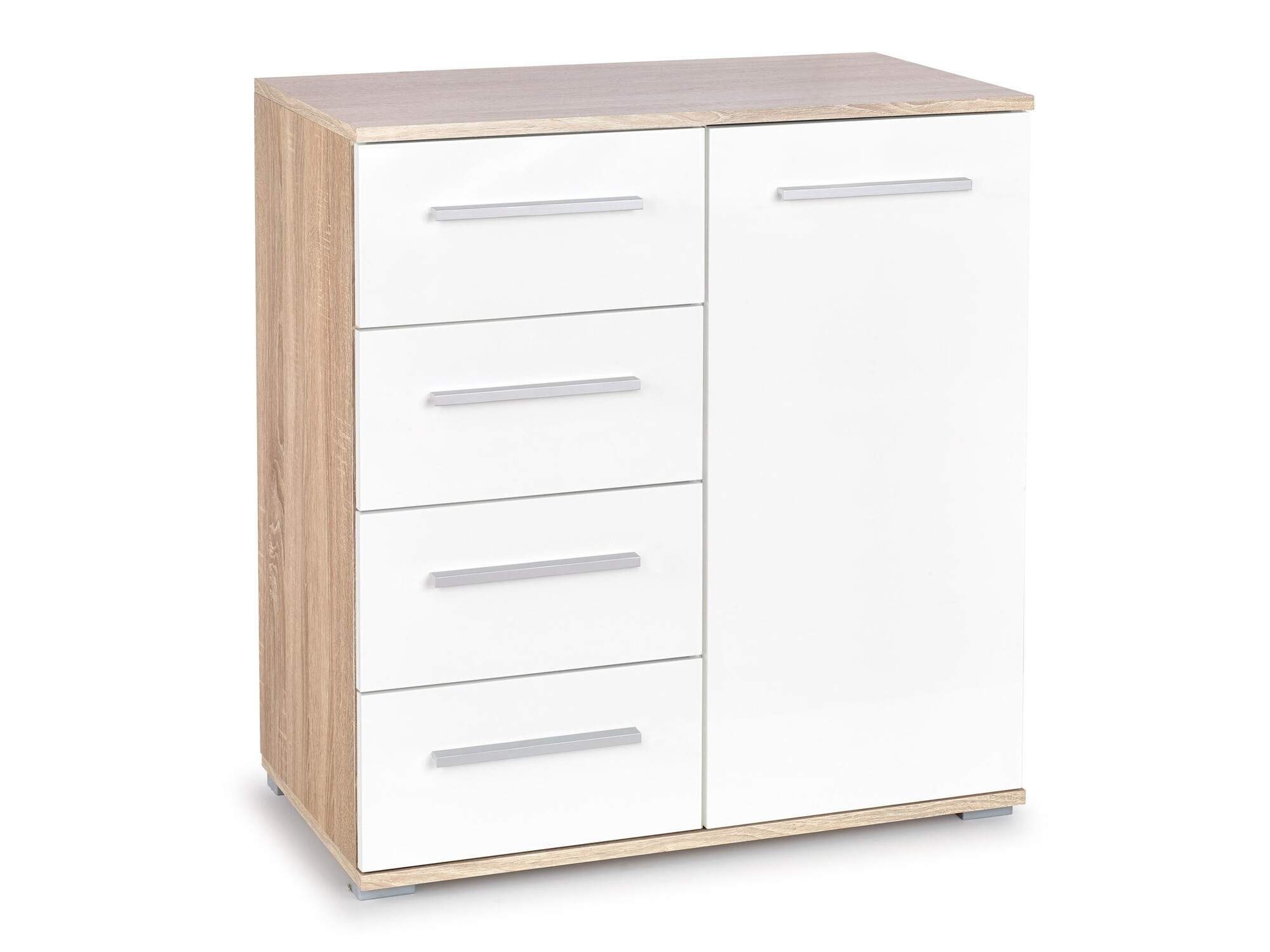 Kommode Cirveso 101 (Sonoma eg + Glansfuld hvid)
