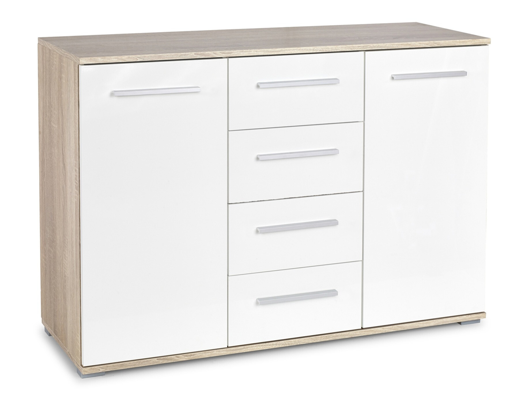 Kommode Cirveso 103 (Sonoma eg + Glansfuld hvid)