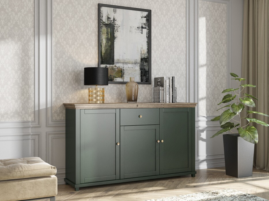 Kommode Tolnue 106 (Mørkegrøn + Lefkas eg)