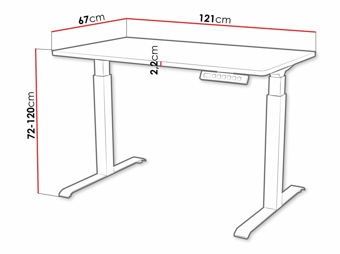 Hæve-sænkebord Charlotte 194 (Hvid + Sort)