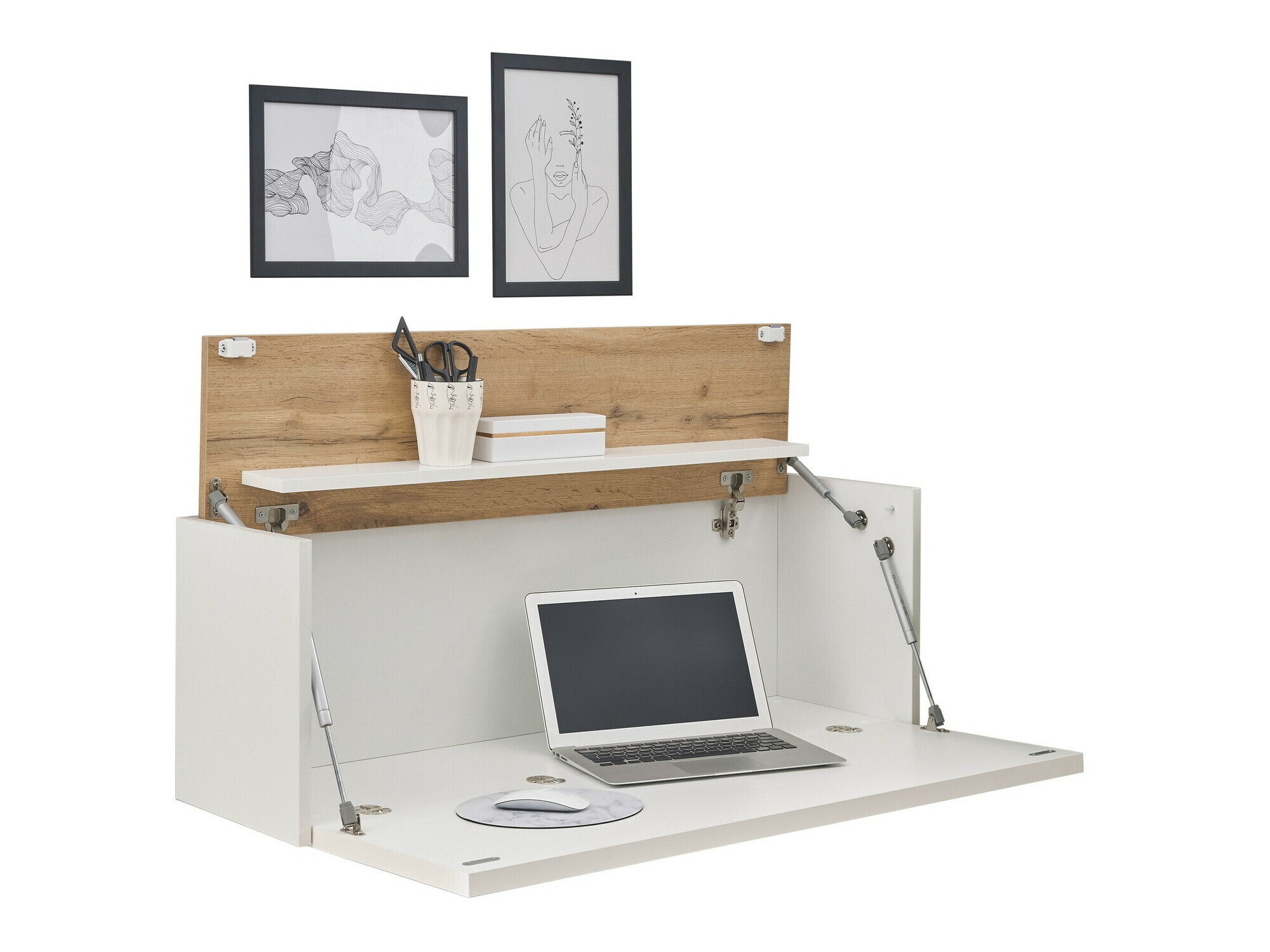 Skrivebord Elbsori 107 (Hvid + Wotan eg)