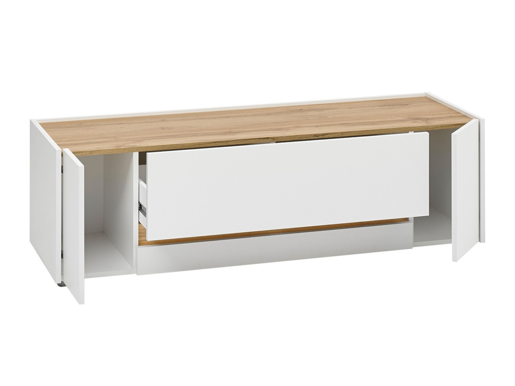 TV-bord Elbsori 114 (Hvid + Wotan eg)