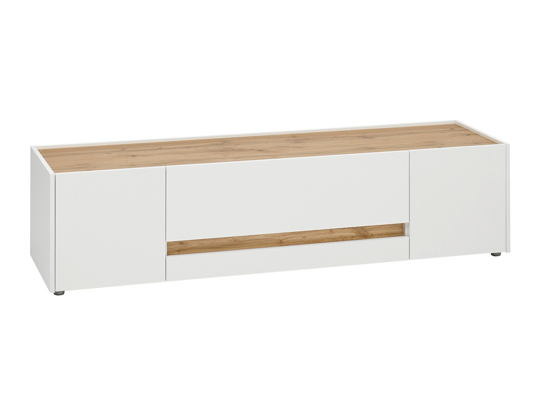 TV-bord Elbsori 115 (Hvid + Wotan eg)