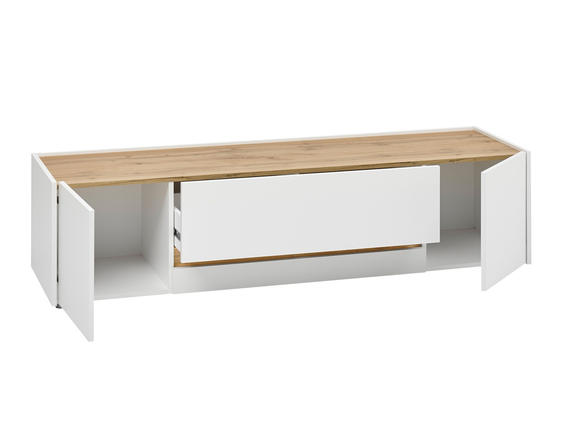 TV-bord Elbsori 115 (Hvid + Wotan eg)