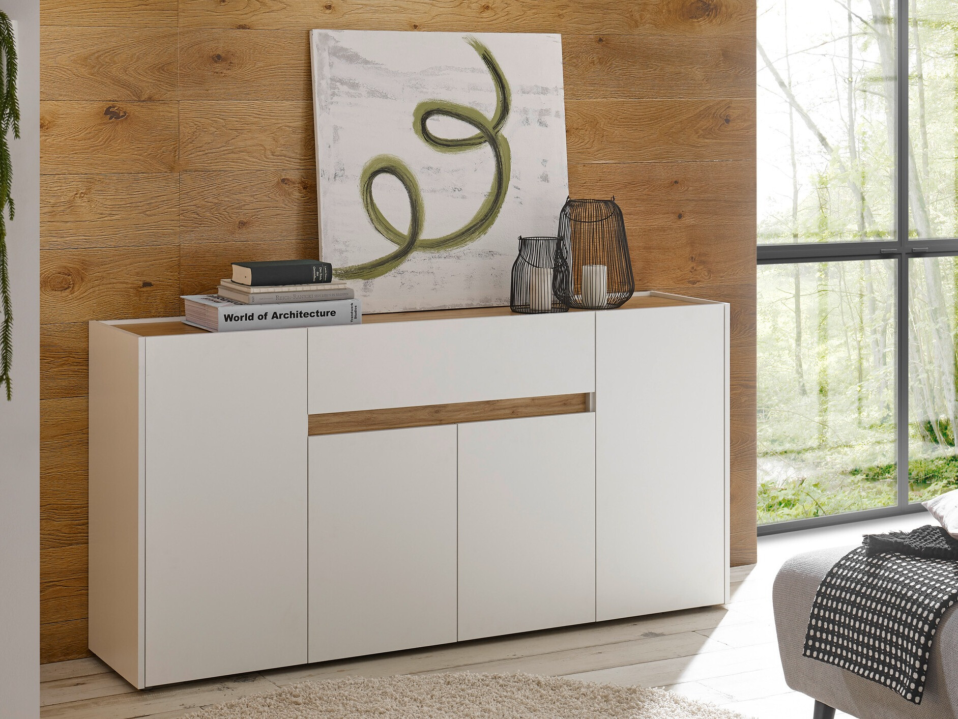 Kommode Elbsori 117 (Hvid + Wotan eg)