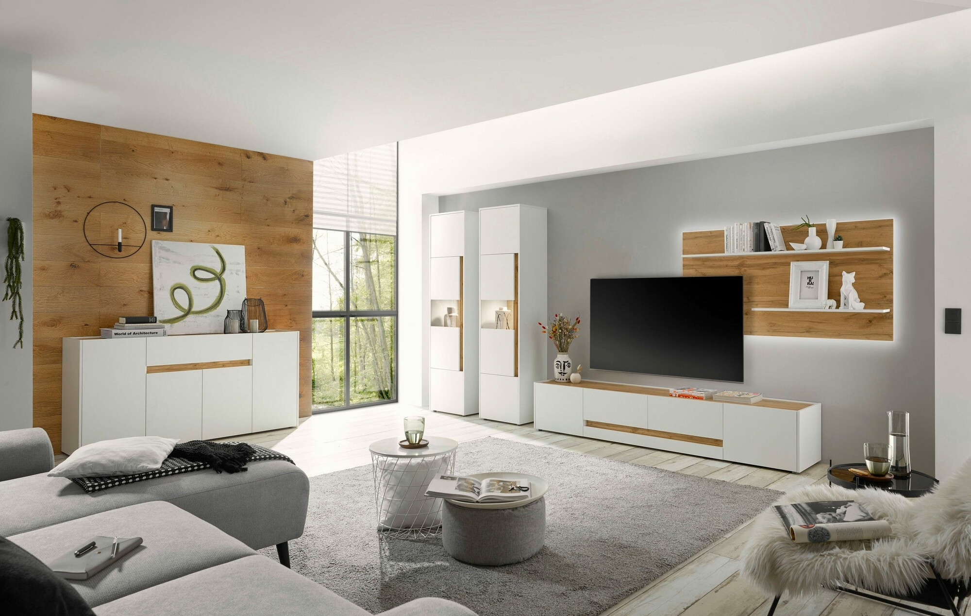 Kommode Elbsori 118 (Hvid + Wotan eg)