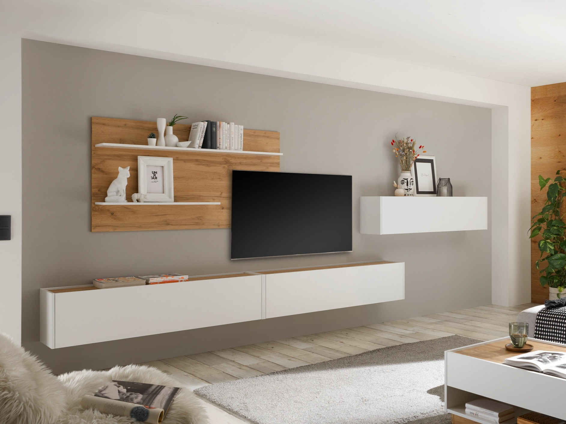 Stuemøbelsæt Elbsori 121 (Hvid + Wotan eg)