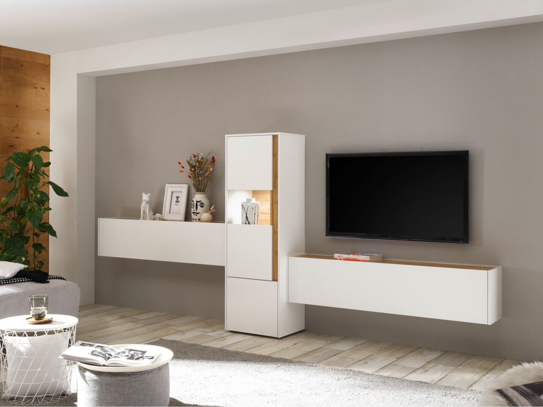 Stuemøbelsæt Elbsori 122 (Hvid + Wotan eg)