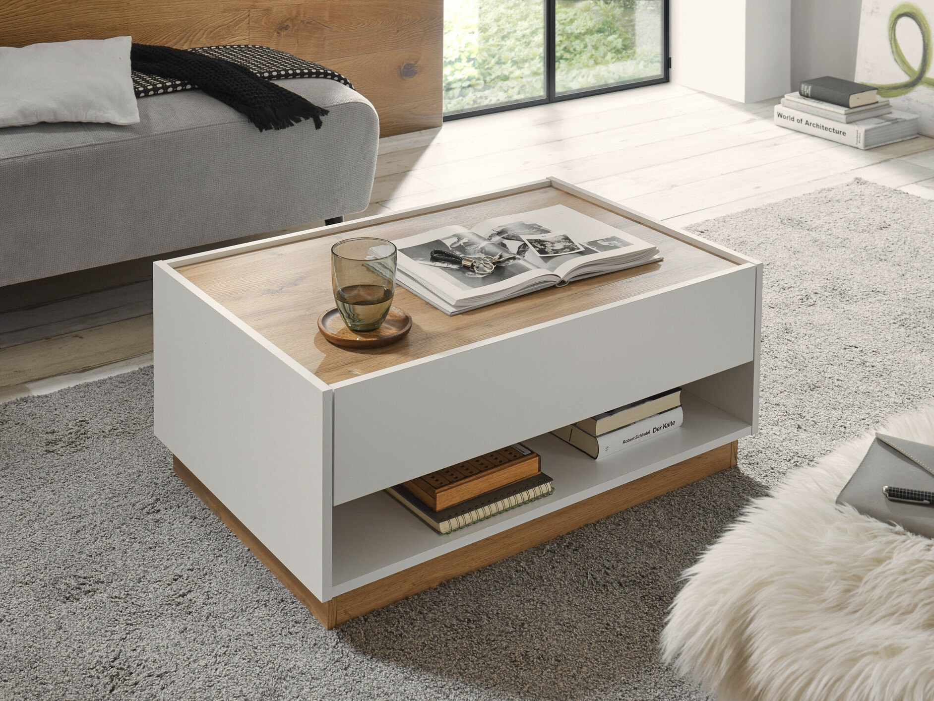 Sofabord Elbsori 123 (Hvid + Wotan eg)